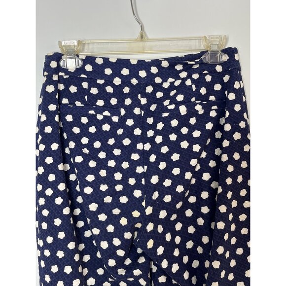 Kate Spade‎ Cloud Dot Straight Leg Cotton Blend Navy White Ankle Pant Size 2 - Picture 8 of 11